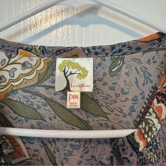 Fig & Flower Boho Floral Smocked Tiered Ruffle 2 Piece Skirt Set Women’s Size PM - Picture 12 of 13